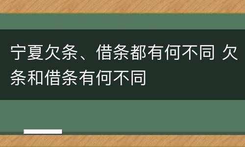 宁夏欠条、借条都有何不同 欠条和借条有何不同