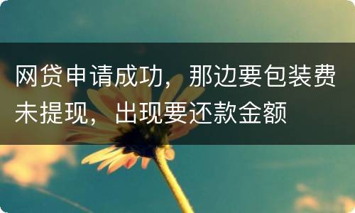 网贷申请成功，那边要包装费未提现，出现要还款金额