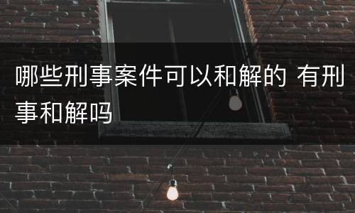 哪些刑事案件可以和解的 有刑事和解吗