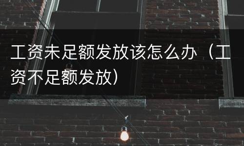 工资未足额发放该怎么办（工资不足额发放）