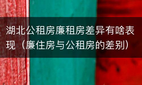 湖北公租房廉租房差异有啥表现（廉住房与公租房的差别）