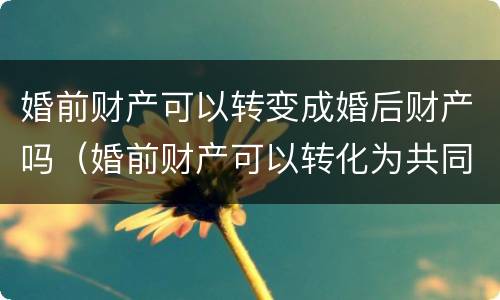 婚前财产可以转变成婚后财产吗（婚前财产可以转化为共同财产吗）