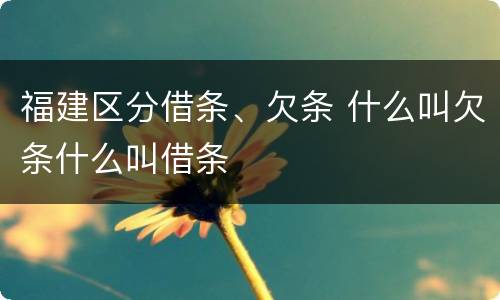 福建区分借条、欠条 什么叫欠条什么叫借条