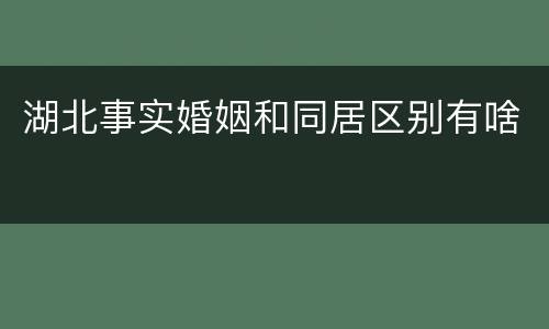 湖北事实婚姻和同居区别有啥