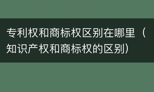 专利权和商标权区别在哪里（知识产权和商标权的区别）