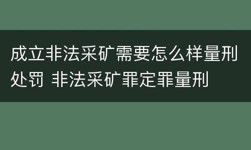 成立非法采矿需要怎么样量刑处罚 非法采矿罪定罪量刑