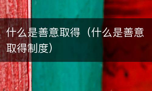 什么是善意取得（什么是善意取得制度）