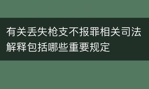 有关丢失枪支不报罪相关司法解释包括哪些重要规定