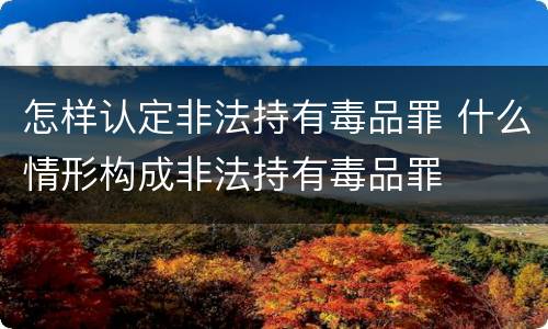 怎样认定非法持有毒品罪 什么情形构成非法持有毒品罪