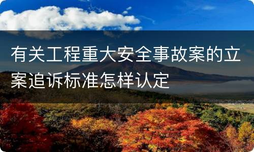 有关工程重大安全事故案的立案追诉标准怎样认定