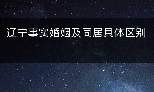 辽宁事实婚姻及同居具体区别