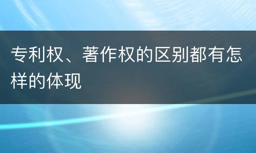 专利权、著作权的区别都有怎样的体现