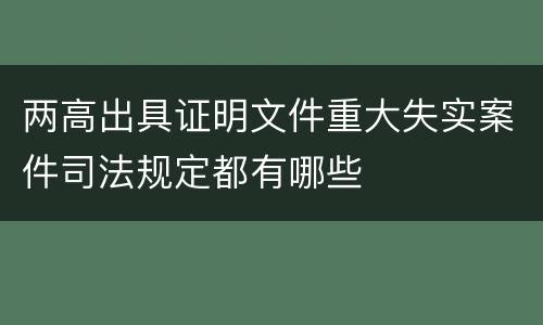 两高出具证明文件重大失实案件司法规定都有哪些