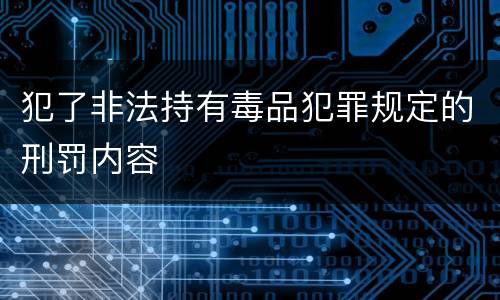 犯了非法持有毒品犯罪规定的刑罚内容