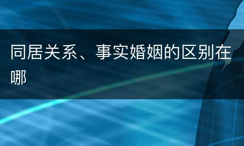 同居关系、事实婚姻的区别在哪