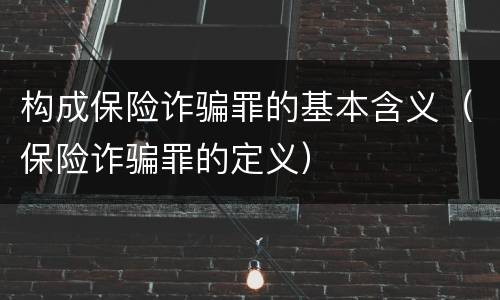 构成保险诈骗罪的基本含义（保险诈骗罪的定义）