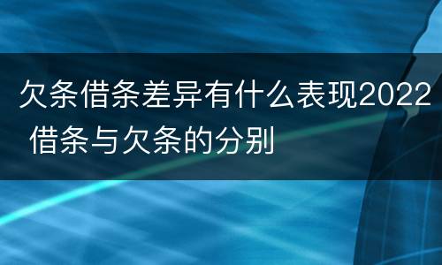 欠条借条差异有什么表现2022 借条与欠条的分别