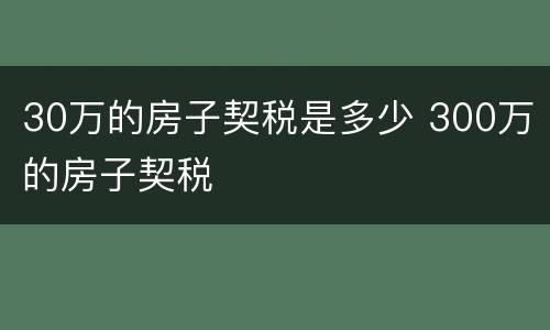 30万的房子契税是多少 300万的房子契税