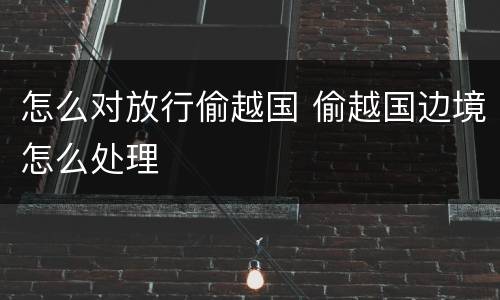 怎么对放行偷越国 偷越国边境怎么处理