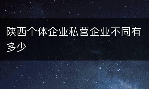 陕西个体企业私营企业不同有多少