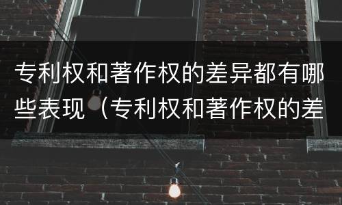 专利权和著作权的差异都有哪些表现（专利权和著作权的差异都有哪些表现呢）
