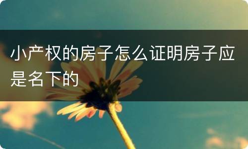 小产权的房子怎么证明房子应是名下的