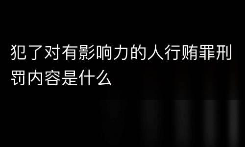 犯了对有影响力的人行贿罪刑罚内容是什么