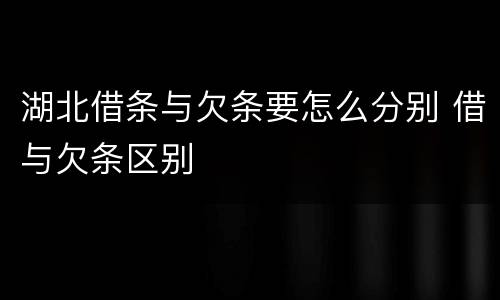 湖北借条与欠条要怎么分别 借与欠条区别