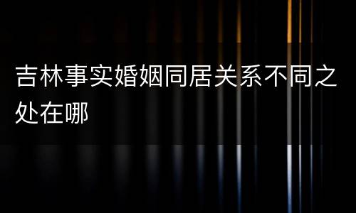吉林事实婚姻同居关系不同之处在哪