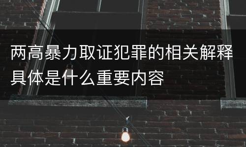 两高暴力取证犯罪的相关解释具体是什么重要内容