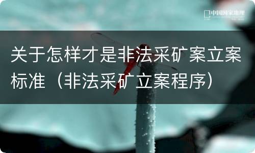 关于怎样才是非法采矿案立案标准（非法采矿立案程序）