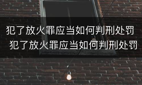犯了放火罪应当如何判刑处罚 犯了放火罪应当如何判刑处罚