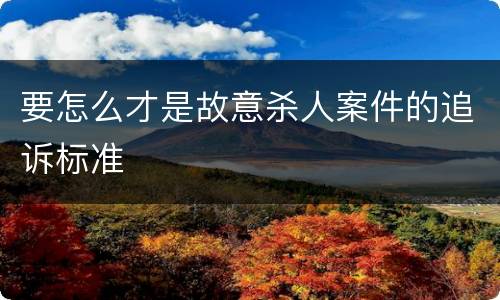 要怎么才是故意杀人案件的追诉标准