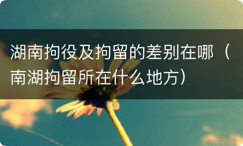湖南拘役及拘留的差别在哪（南湖拘留所在什么地方）