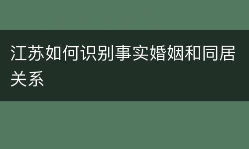 江苏如何识别事实婚姻和同居关系
