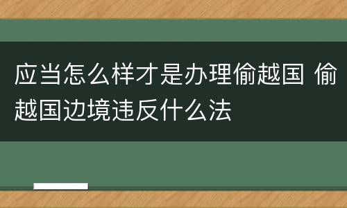 应当怎么样才是办理偷越国 偷越国边境违反什么法