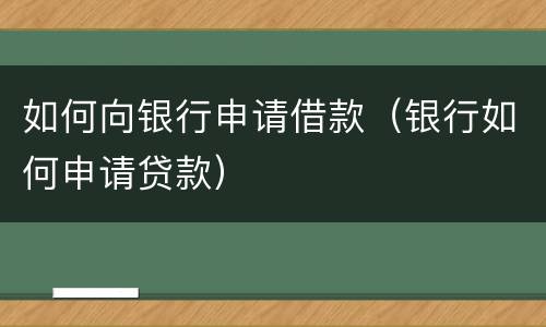 如何向银行申请借款（银行如何申请贷款）