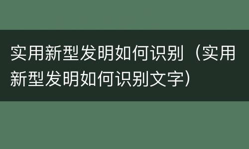 实用新型发明如何识别（实用新型发明如何识别文字）