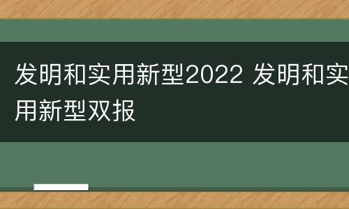 发明和实用新型2022 发明和实用新型双报