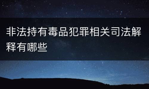 非法持有毒品犯罪相关司法解释有哪些