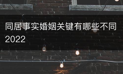 同居事实婚姻关键有哪些不同2022