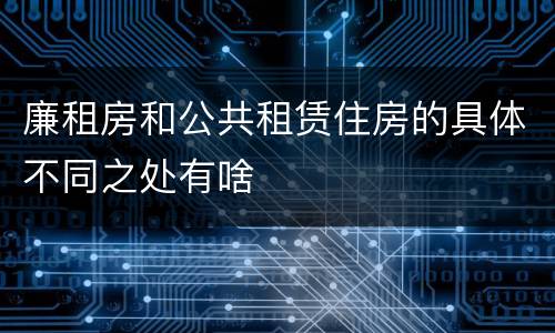 廉租房和公共租赁住房的具体不同之处有啥
