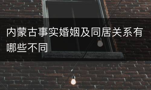 内蒙古事实婚姻及同居关系有哪些不同