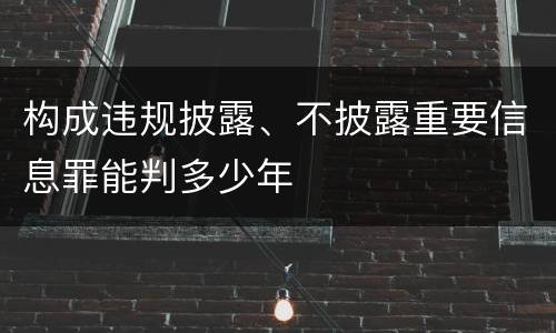 构成违规披露、不披露重要信息罪能判多少年