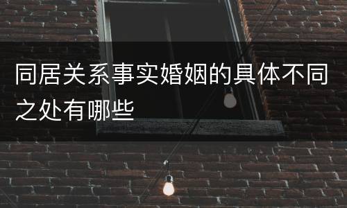同居关系事实婚姻的具体不同之处有哪些