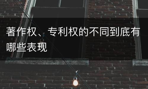 著作权、专利权的不同到底有哪些表现