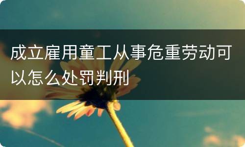 成立雇用童工从事危重劳动可以怎么处罚判刑