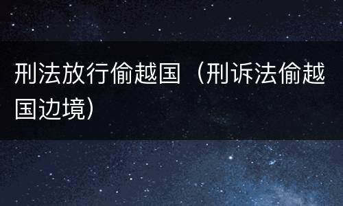 刑法放行偷越国（刑诉法偷越国边境）