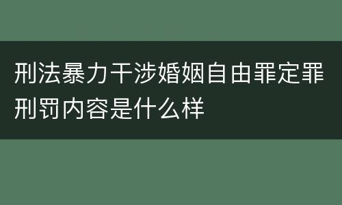 刑法暴力干涉婚姻自由罪定罪刑罚内容是什么样