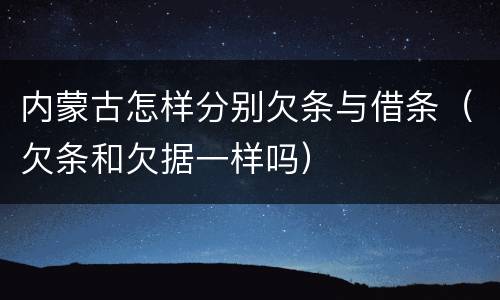 内蒙古怎样分别欠条与借条（欠条和欠据一样吗）